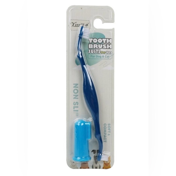 Pet Toothbrush and Finger Toothbrush. Soft Bristles. Oral Care For Pet. NEW​ - Picture 1 of 4